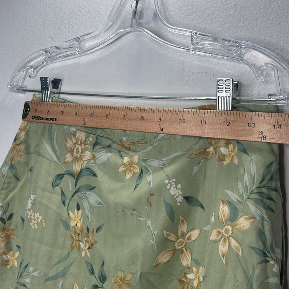 EP Pro 100% Silk Green Yellow & Cream Floral Golf Mini Skirt Skort 4 - Picture 7 of 8